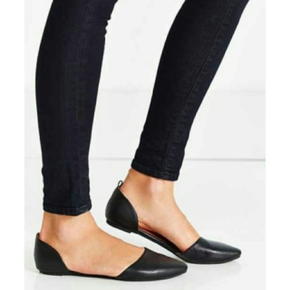 Jeffrey Campbell Love D'Orsay Flats Black Leather USED